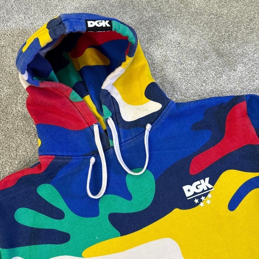 DGK Multicolor Camouflage Hoodie Men's Camo Skate Pullover Sweatshirt Medium